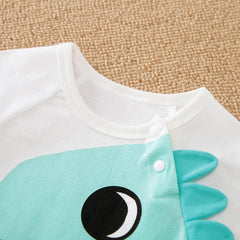 Blue and Yellow Dino Baby Romper – Soft Cotton for Boys and Girls