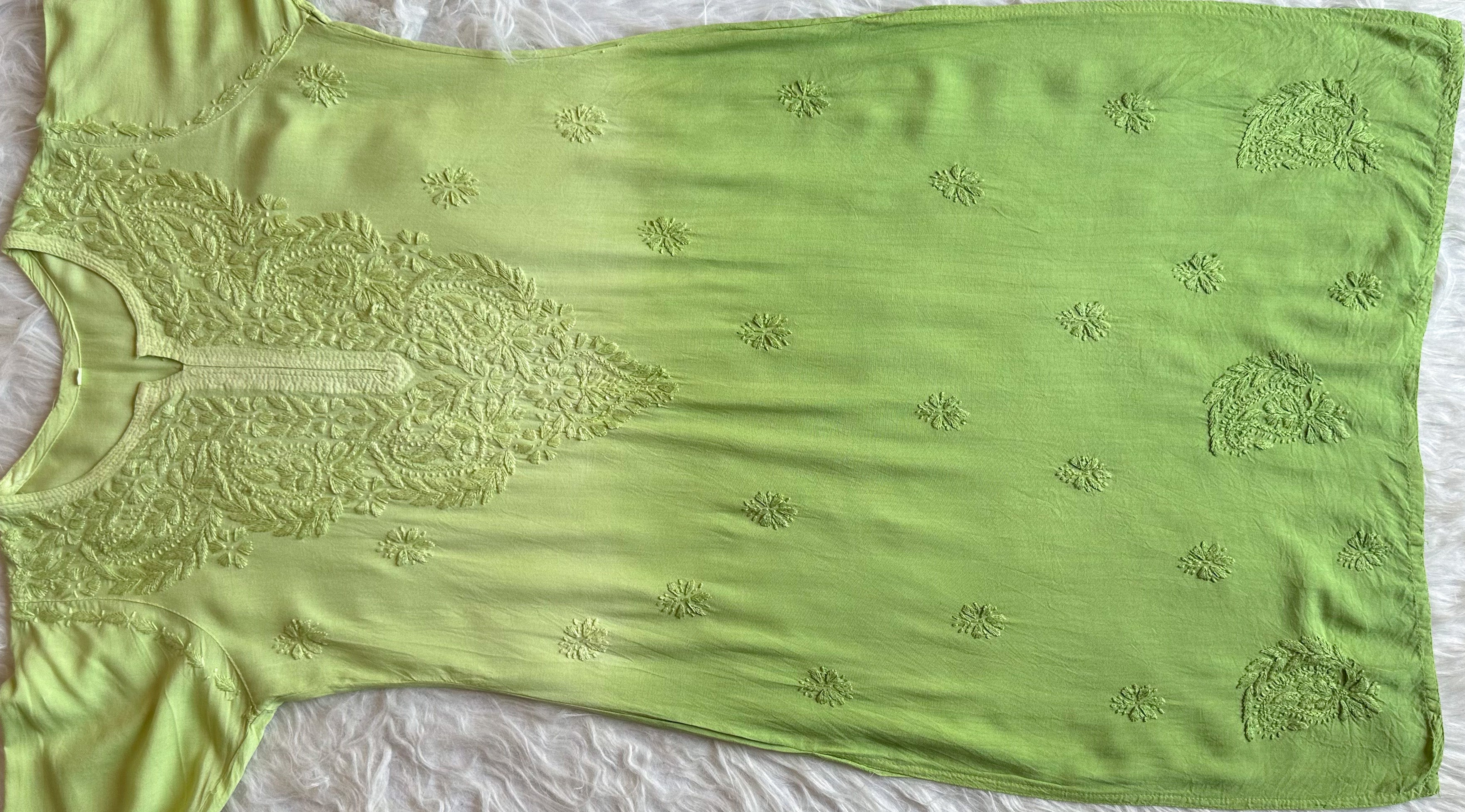 Alysha Pastel Green Ombre Long Rayon Kurta