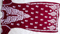 Naila Maroon Long Modal Kurta