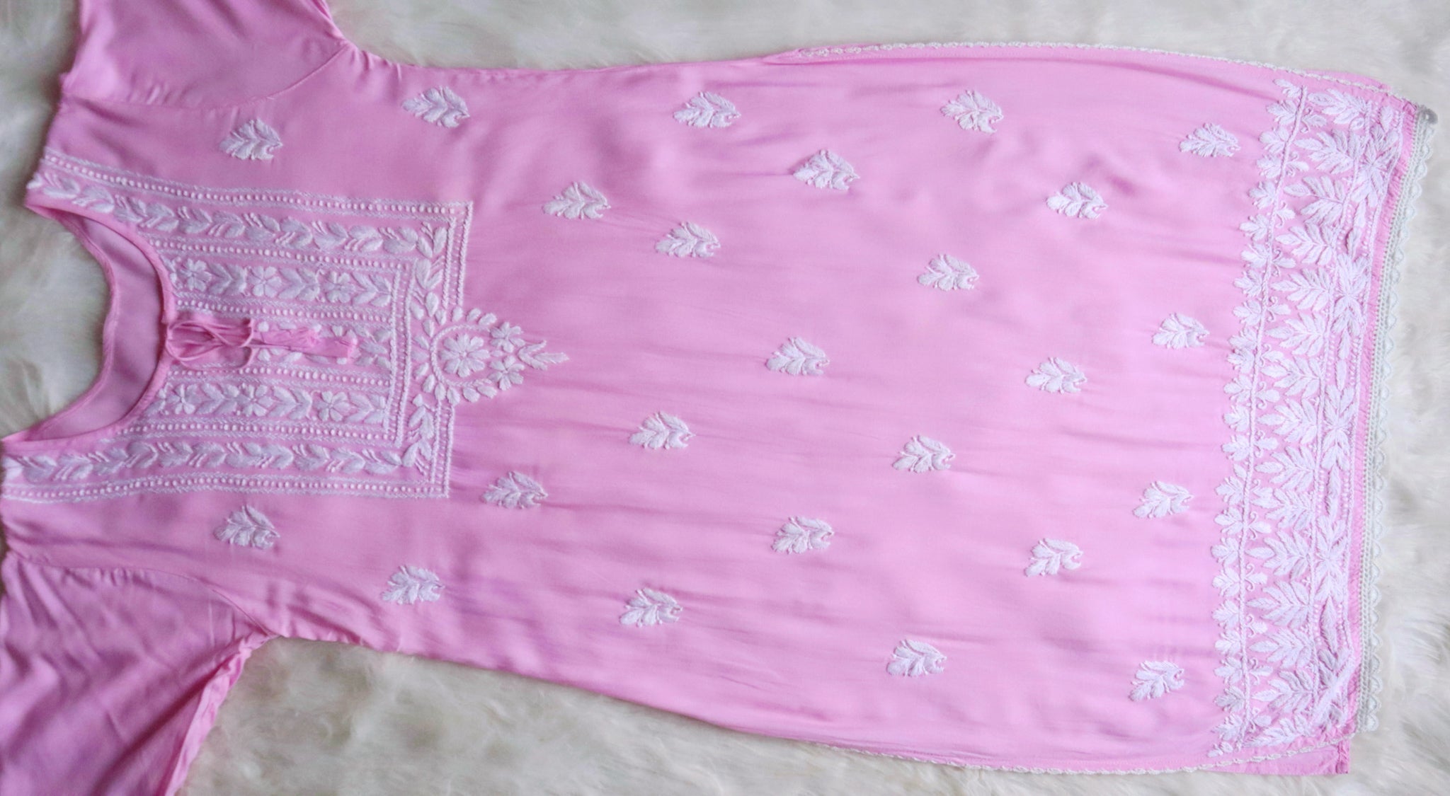 Alina Baby Pink Long Rayon Kurta