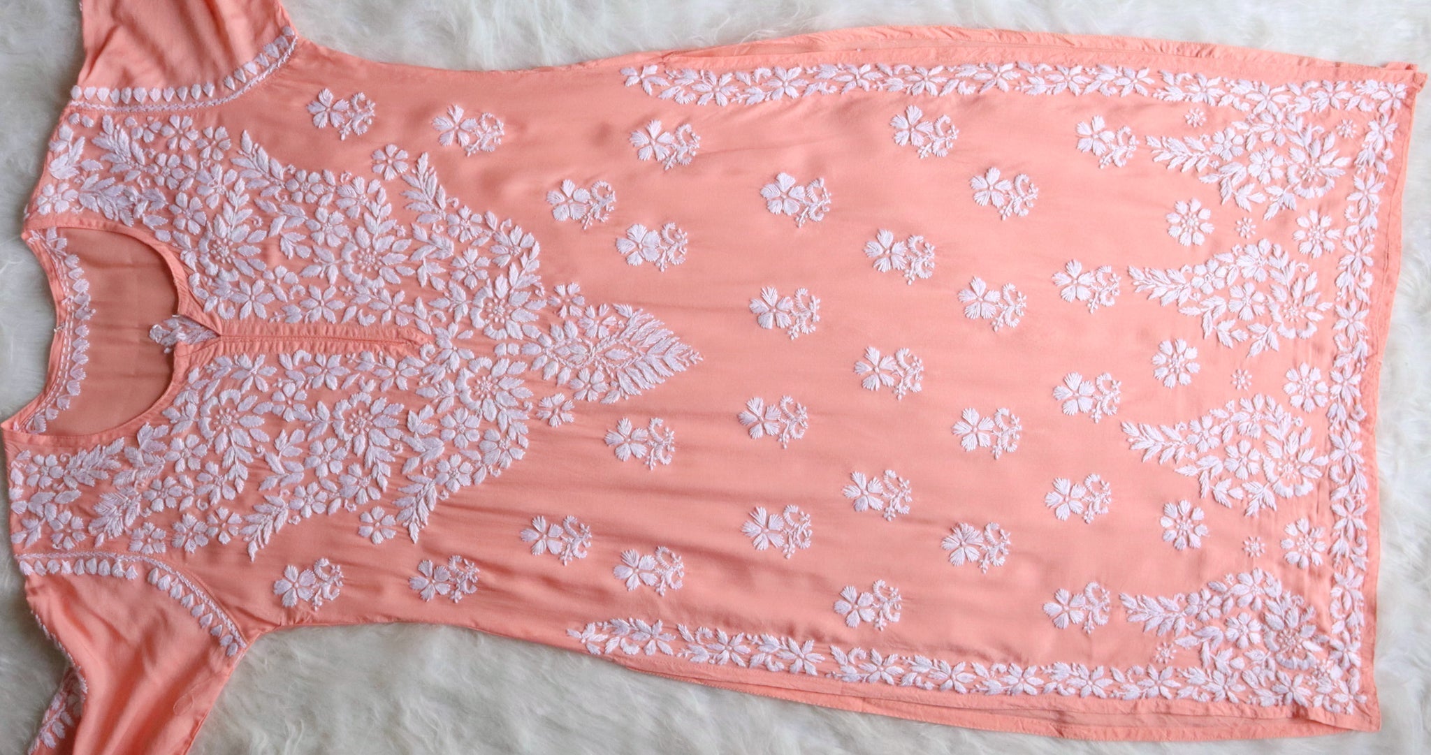 Naila Pastel Peach Long Modal Kurta