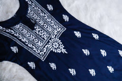Alina Navy Blue Long Rayon Kurta