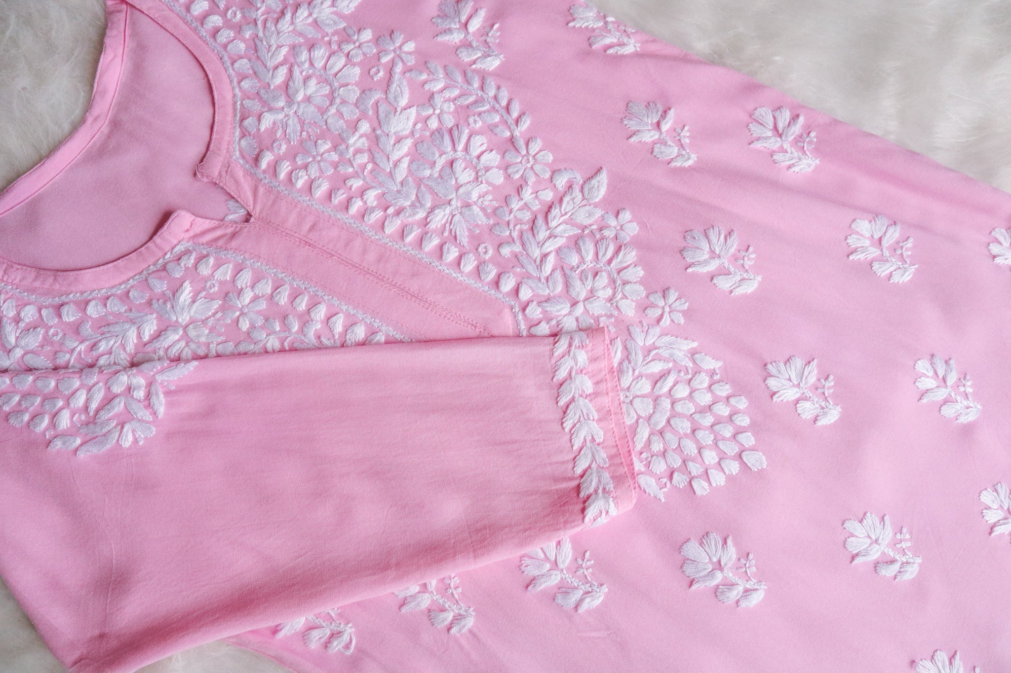 Zahrah Baby Pink Short Rayon Kurta