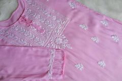 Alina Baby Pink Long Rayon Kurta