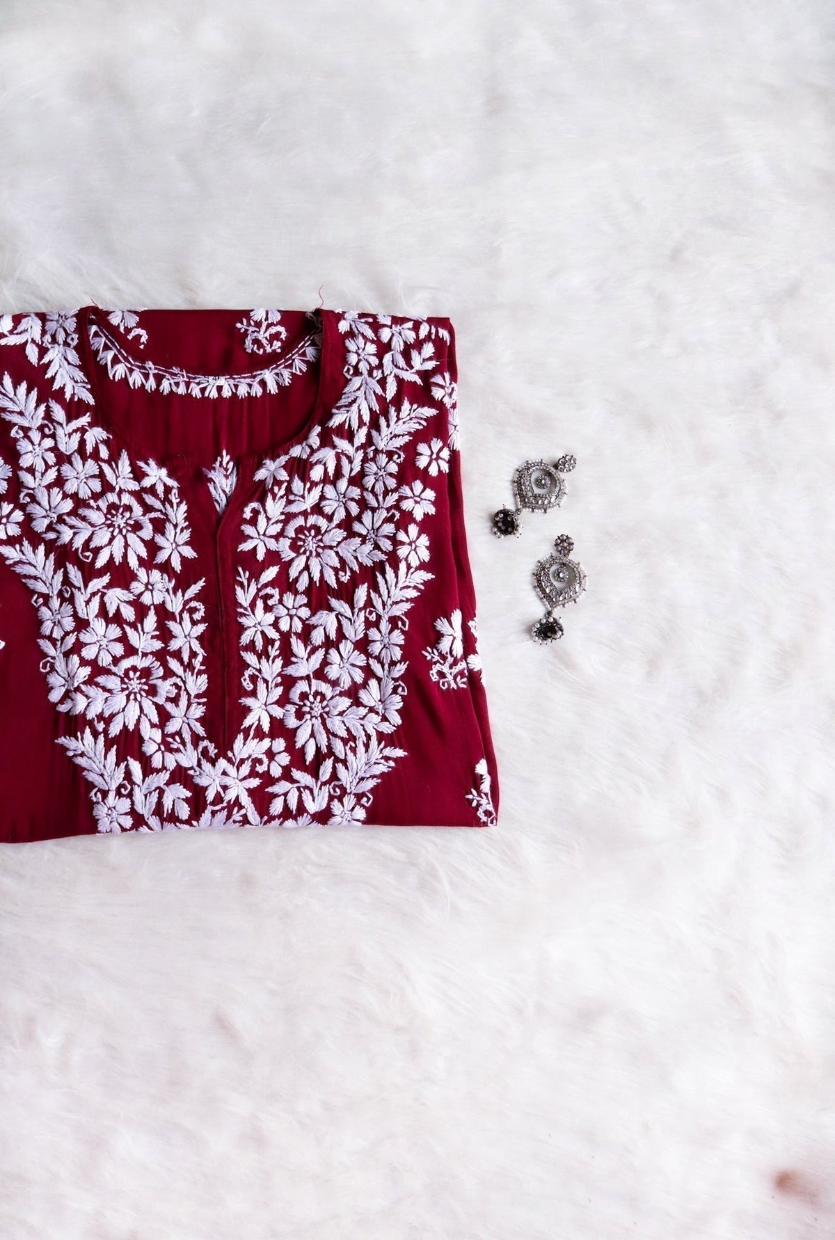 Naila Maroon Long Modal Kurta