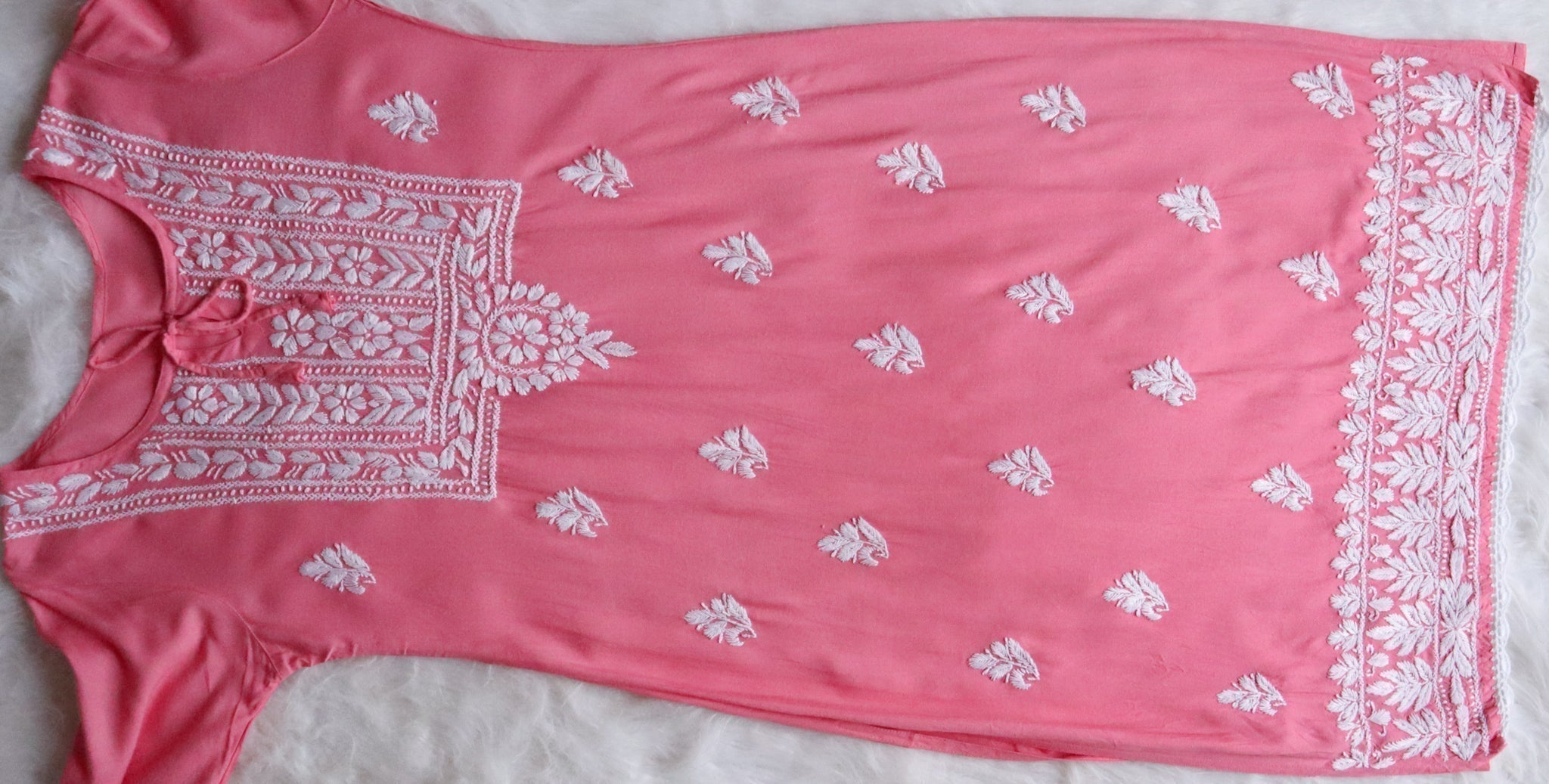Alina Rose Pink Long Rayon Kurta