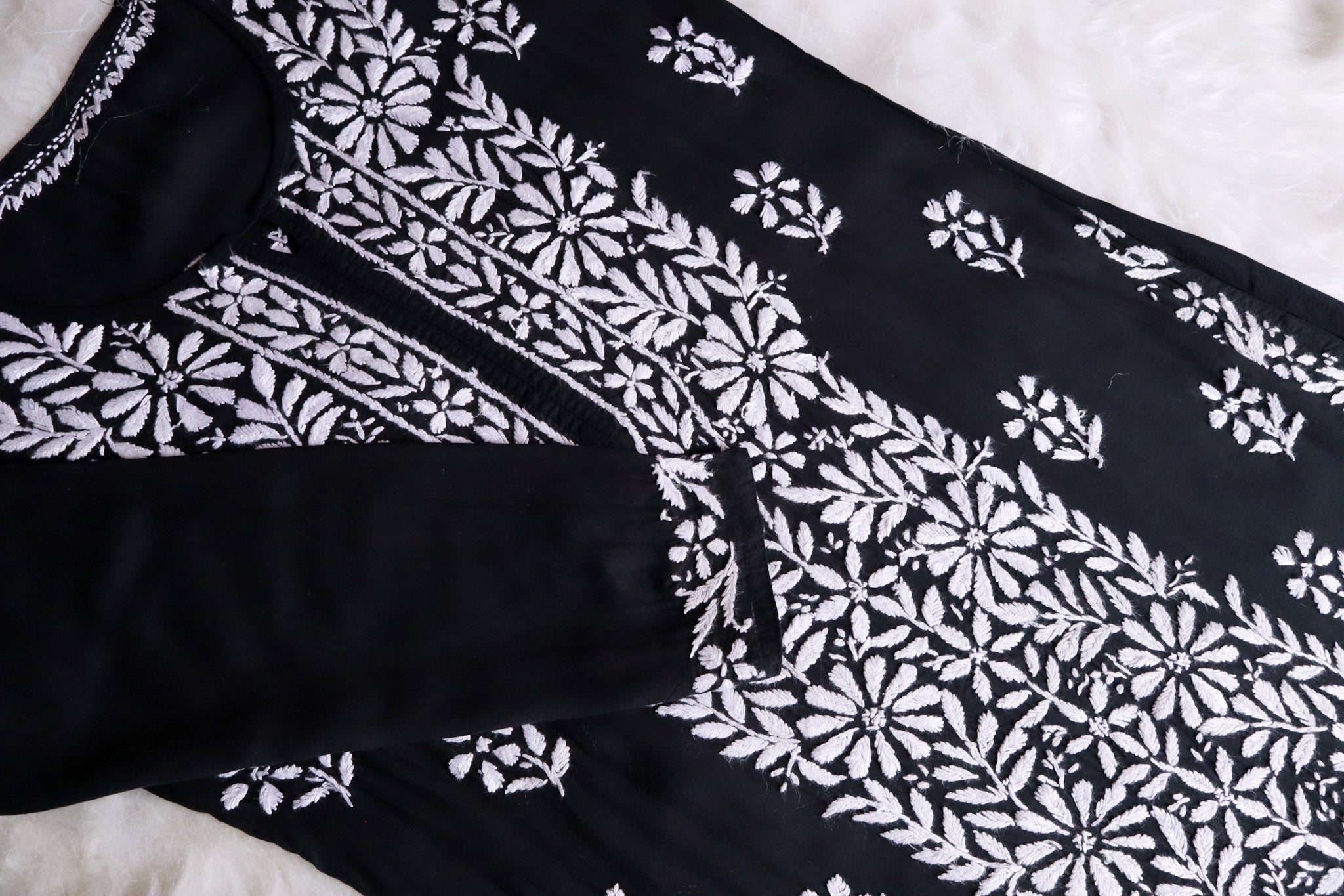 Zeina Black Long Modal Kurta