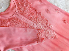 Alysha Peach Ombre Long Rayon Kurta