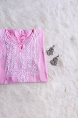 Alina Baby Pink Long Rayon Kurta