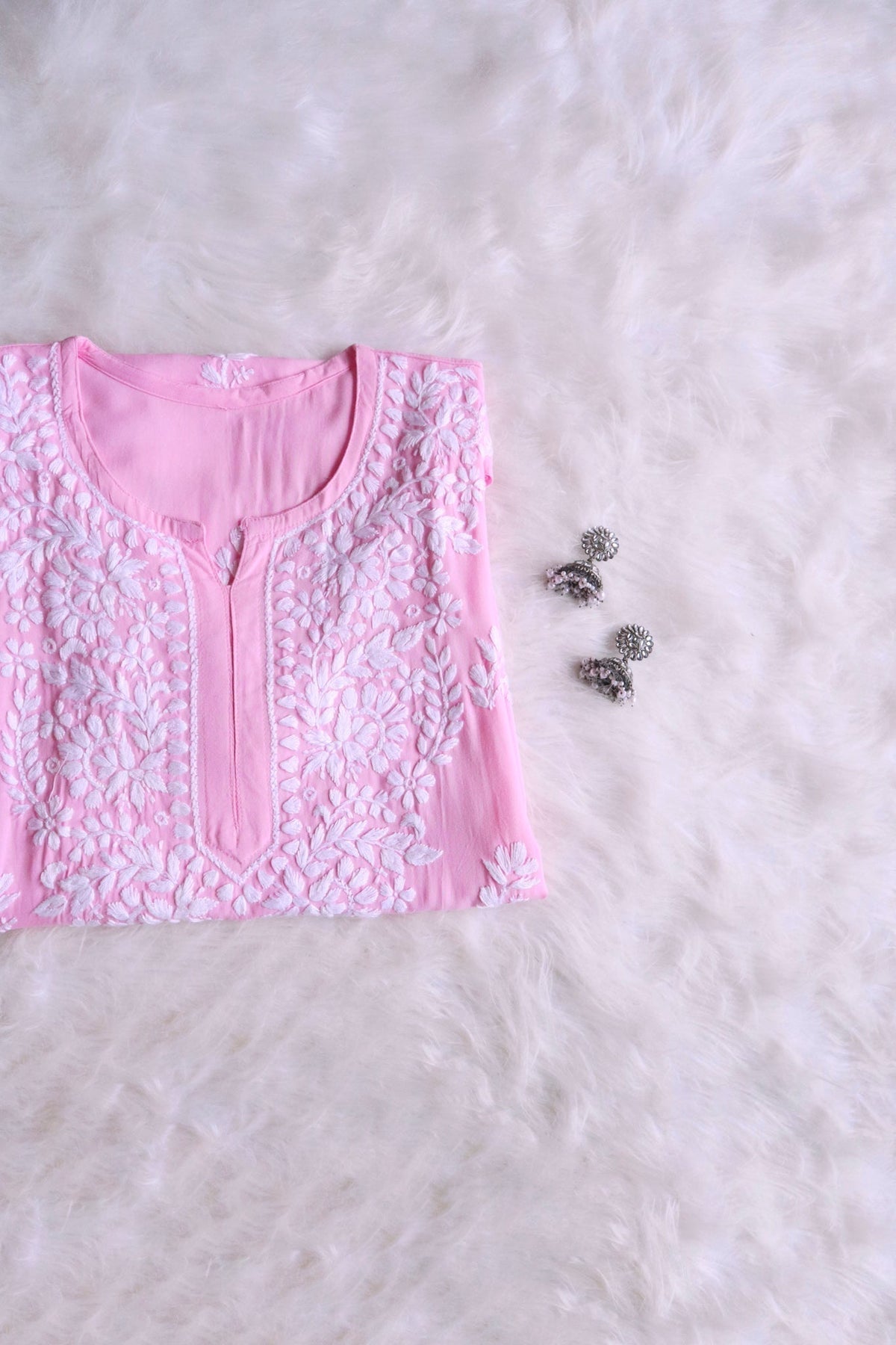 Zahrah Baby Pink Short Rayon Kurta