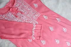 Alina Rose Pink Long Rayon Kurta