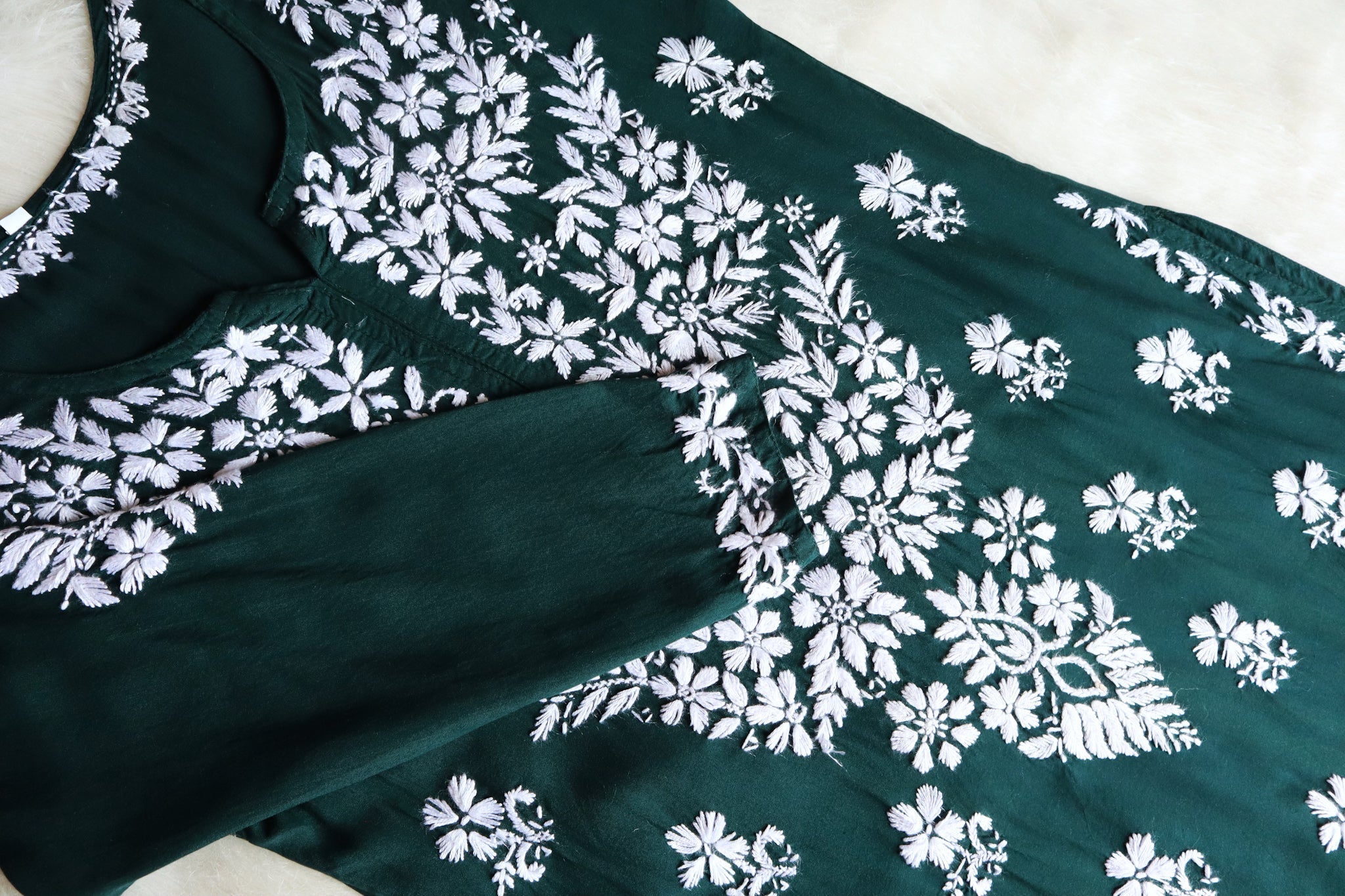 Naila Deep Green Long Modal Kurta