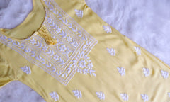 Alina Pastel Yellow Long Rayon Kurta