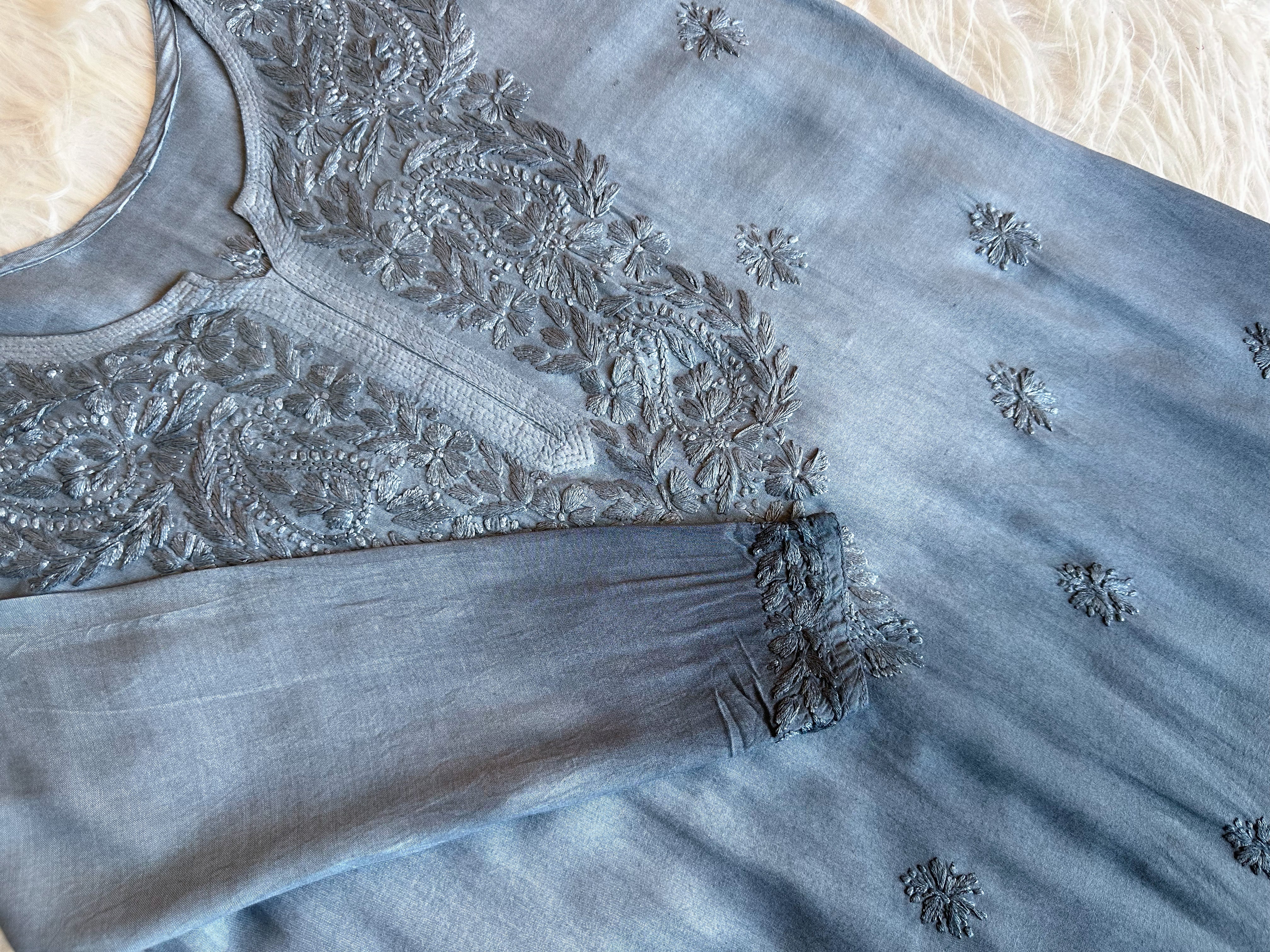 Alysha Grey Ombre Long Rayon Kurta