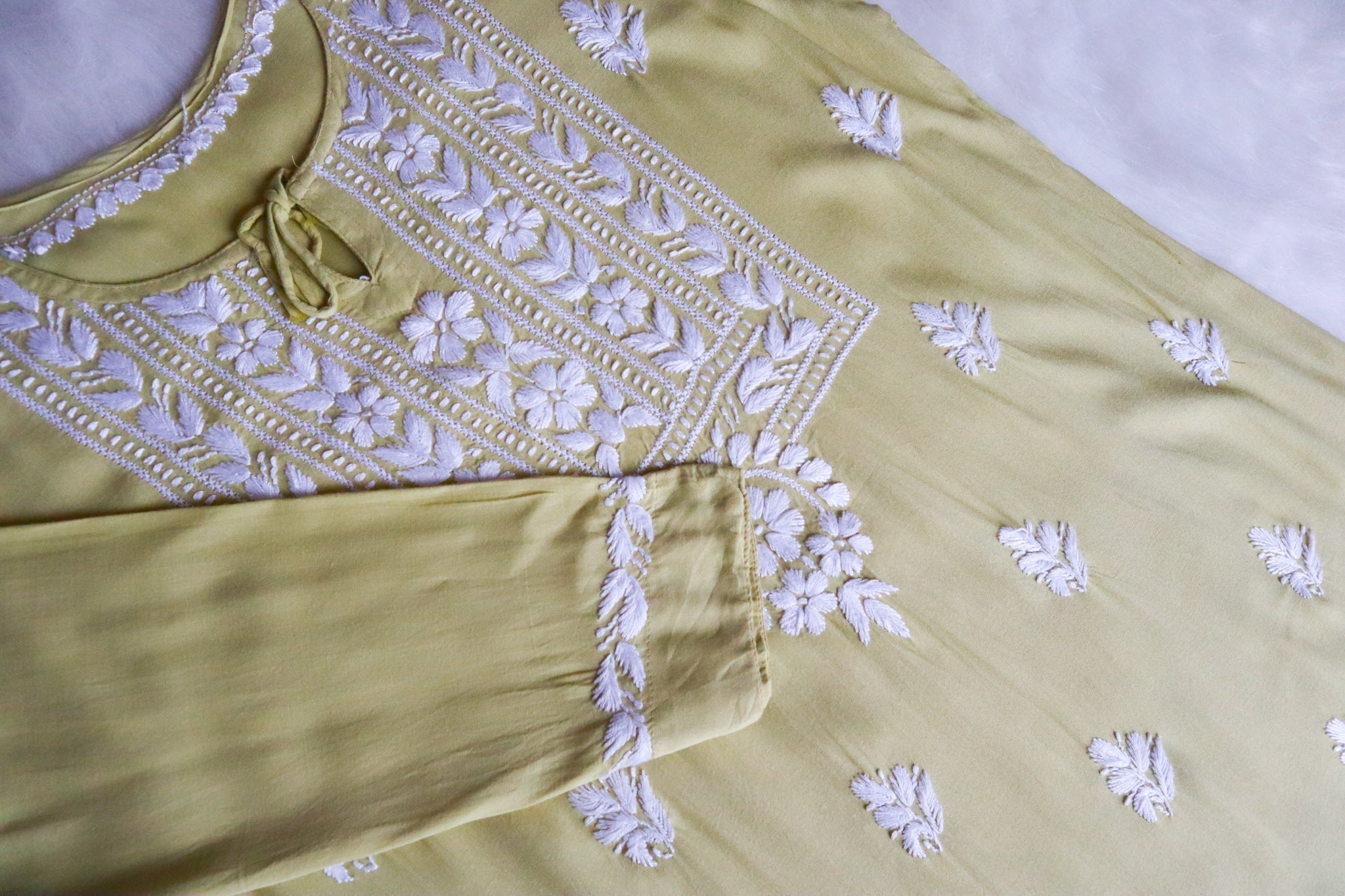 Alina Olive Green Long Rayon Kurta