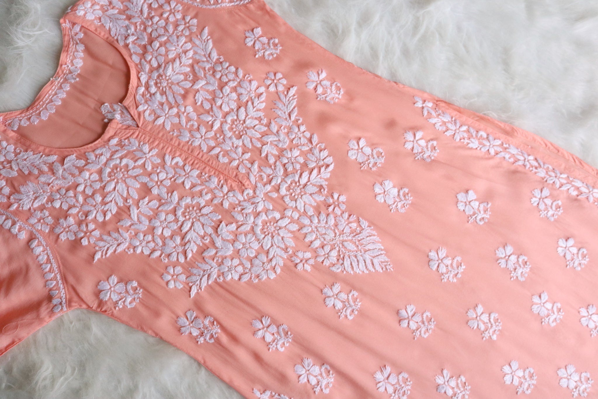 Naila Pastel Peach Long Modal Kurta