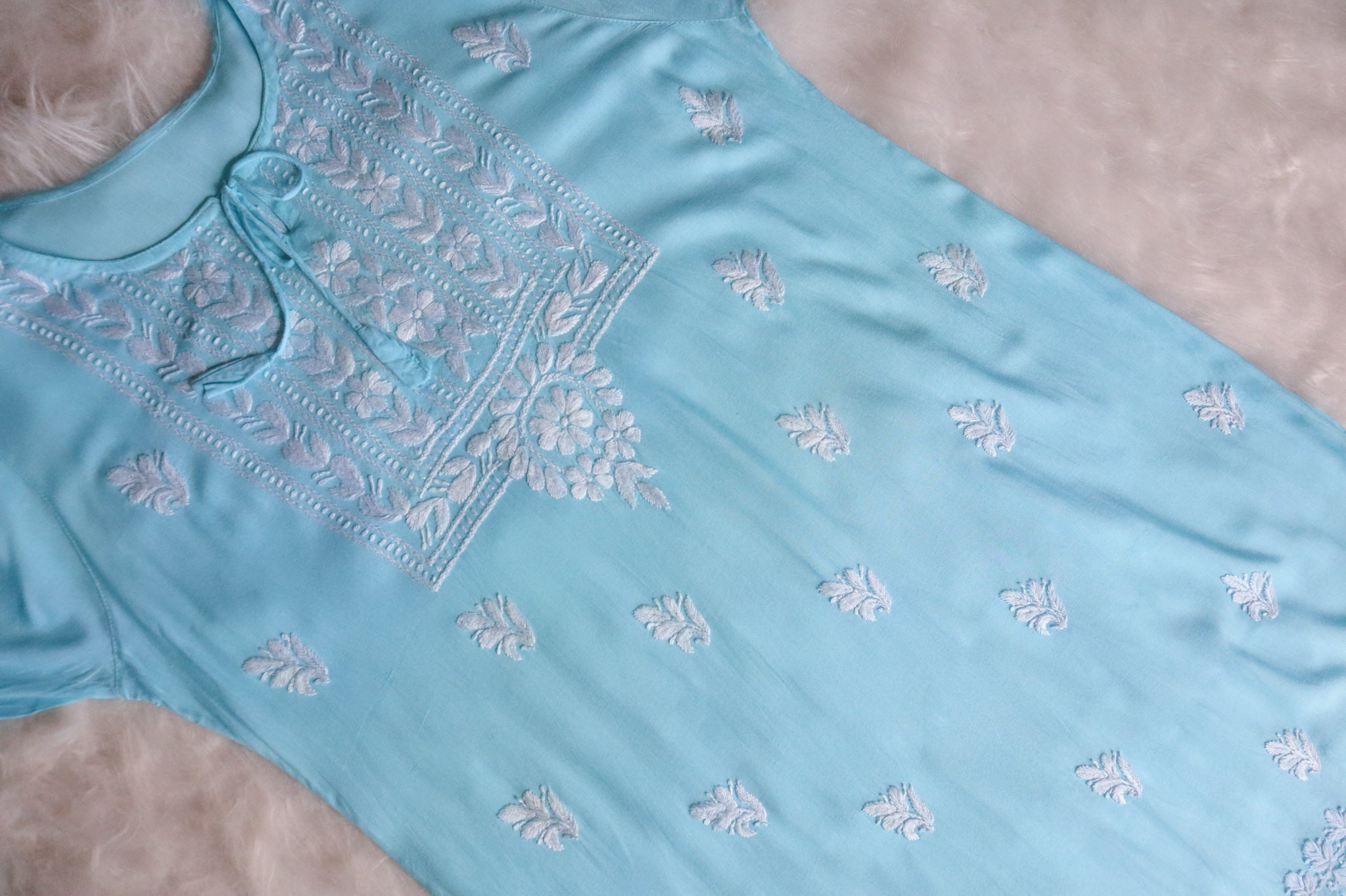 Alina Sky Blue Long Rayon Kurta