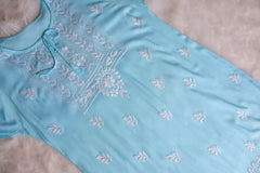 Alina Sky Blue Long Rayon Kurta