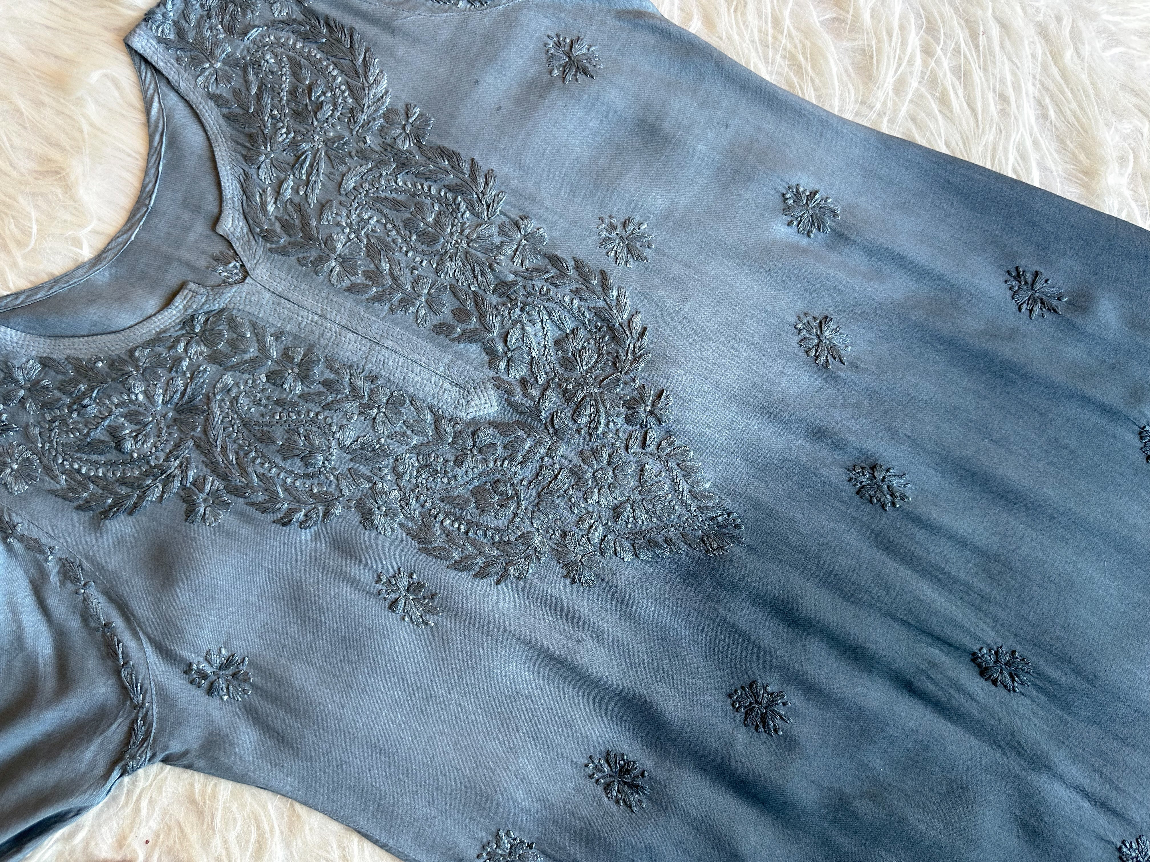 Alysha Grey Ombre Long Rayon Kurta