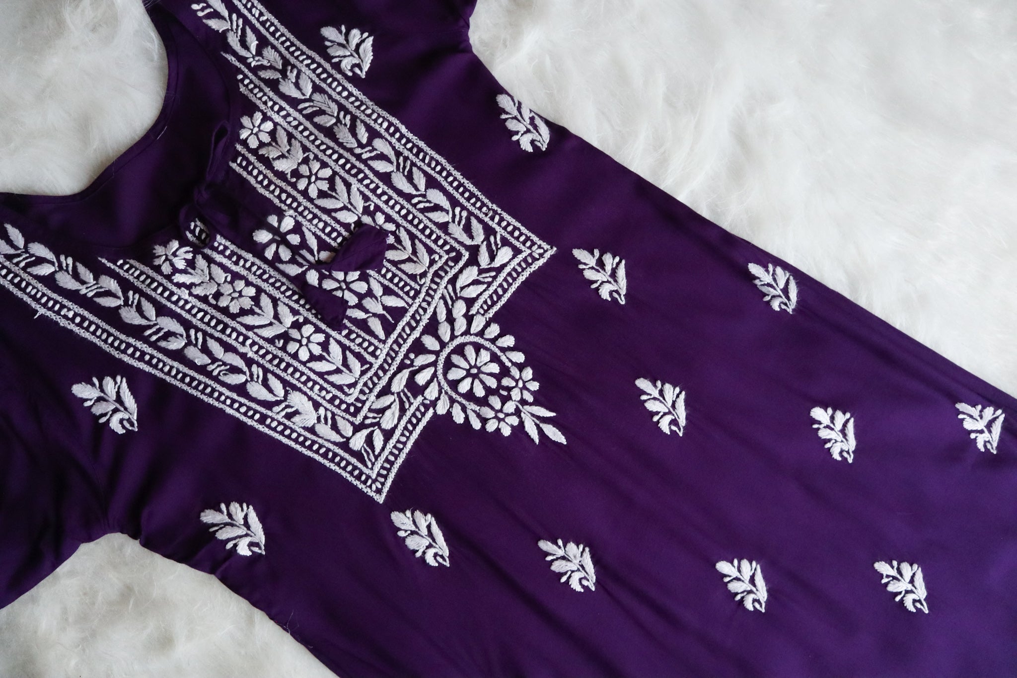 Alina Deep Purple Long Rayon Kurta