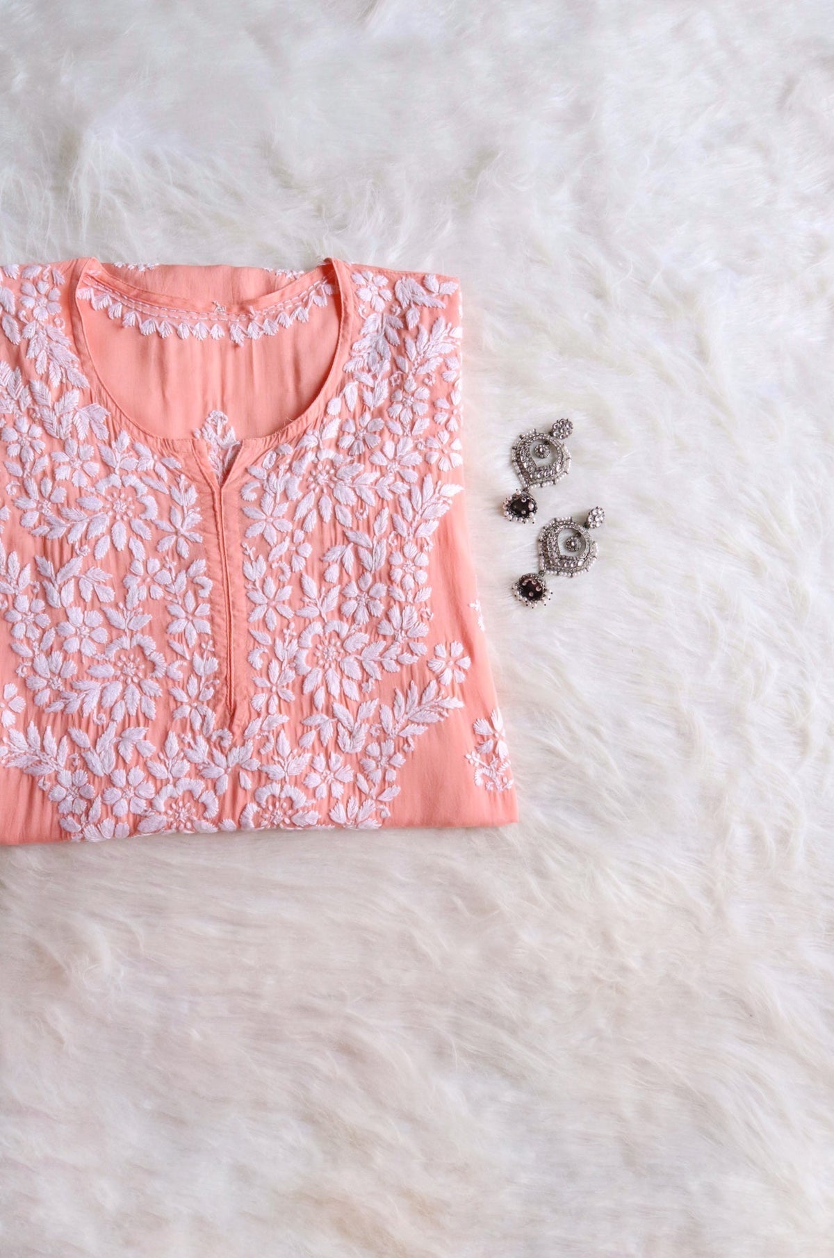 Naila Pastel Peach Long Modal Kurta