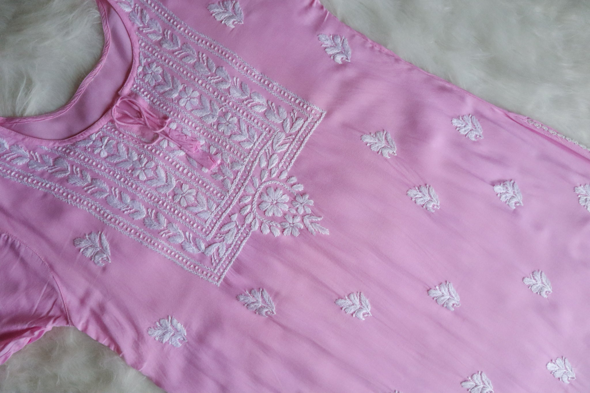 Alina Baby Pink Long Rayon Kurta