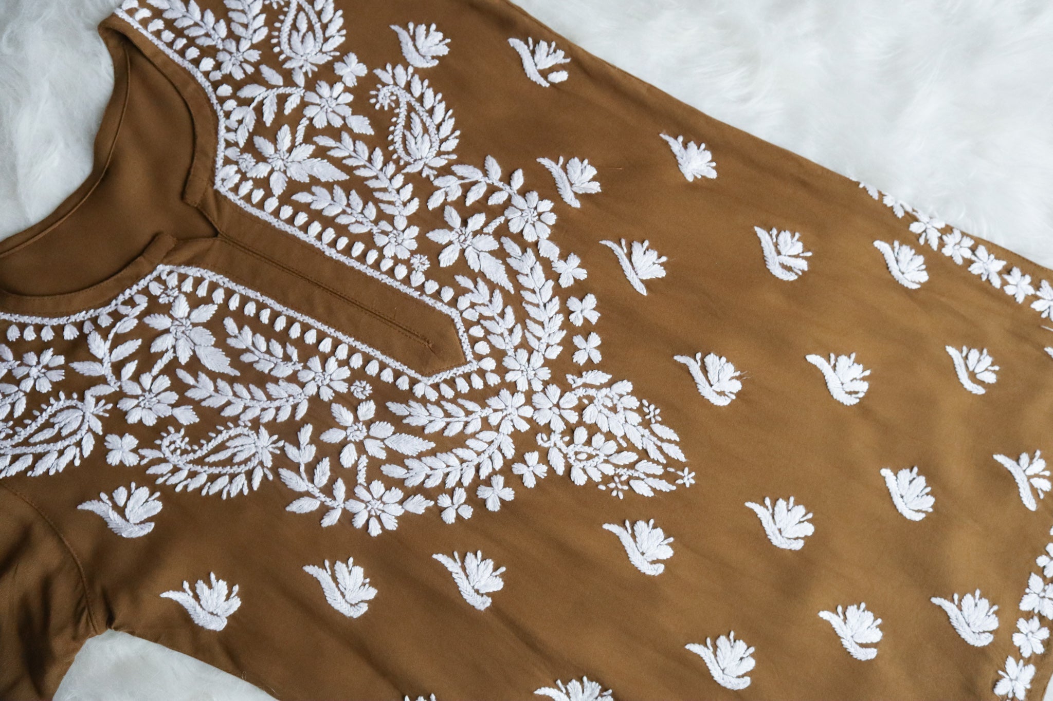 Zahrah Olive Brown Short Rayon Kurta