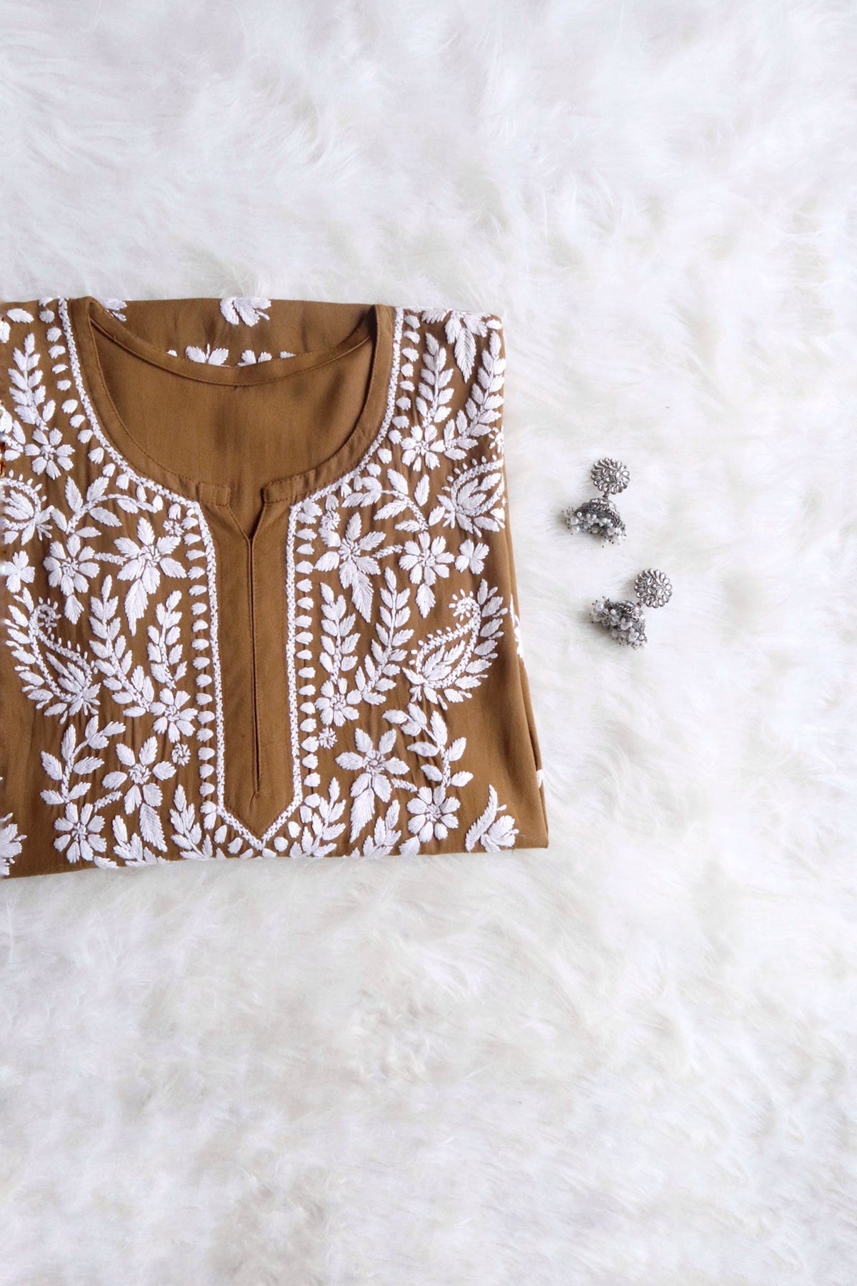 Zahrah Olive Brown Short Rayon Kurta