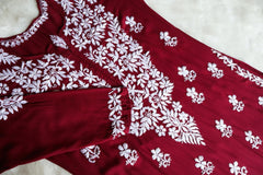 Naila Maroon Long Modal Kurta