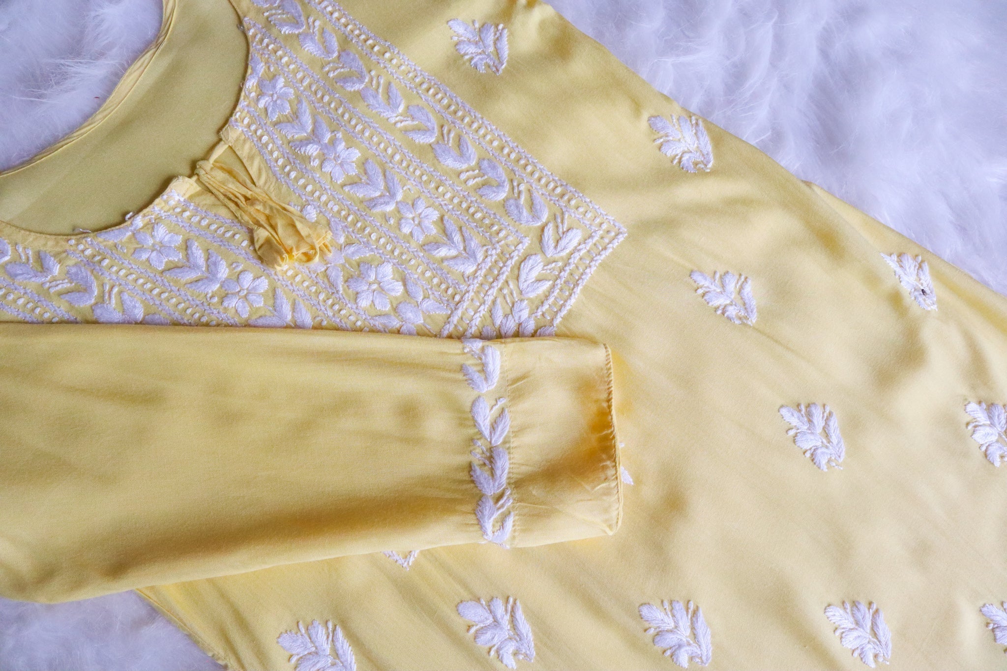 Alina Pastel Yellow Long Rayon Kurta