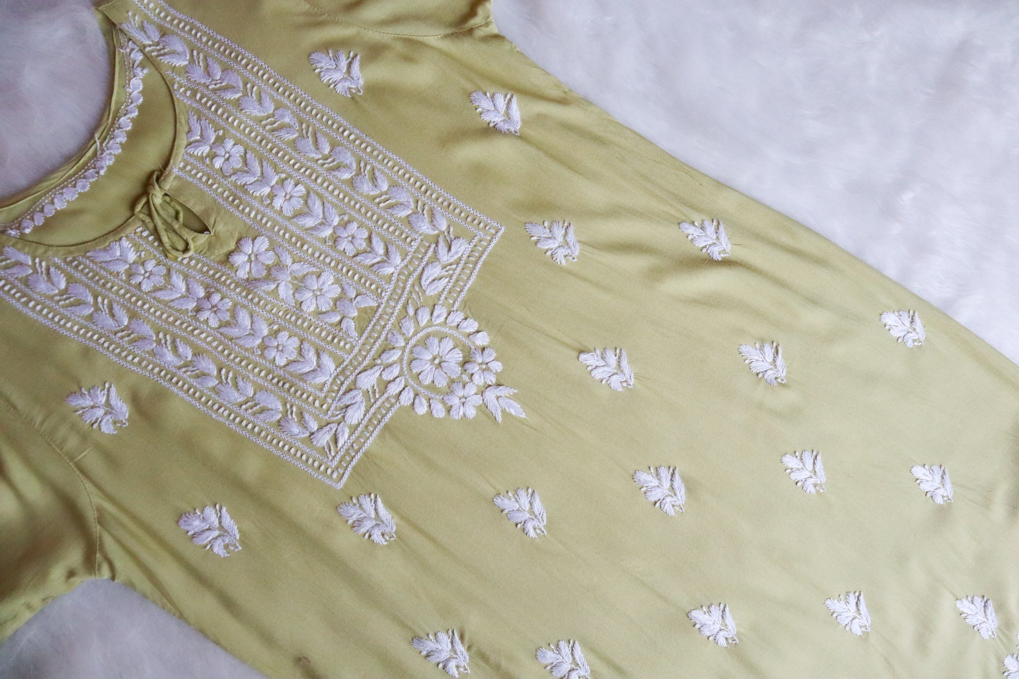 Alina Olive Green Long Rayon Kurta