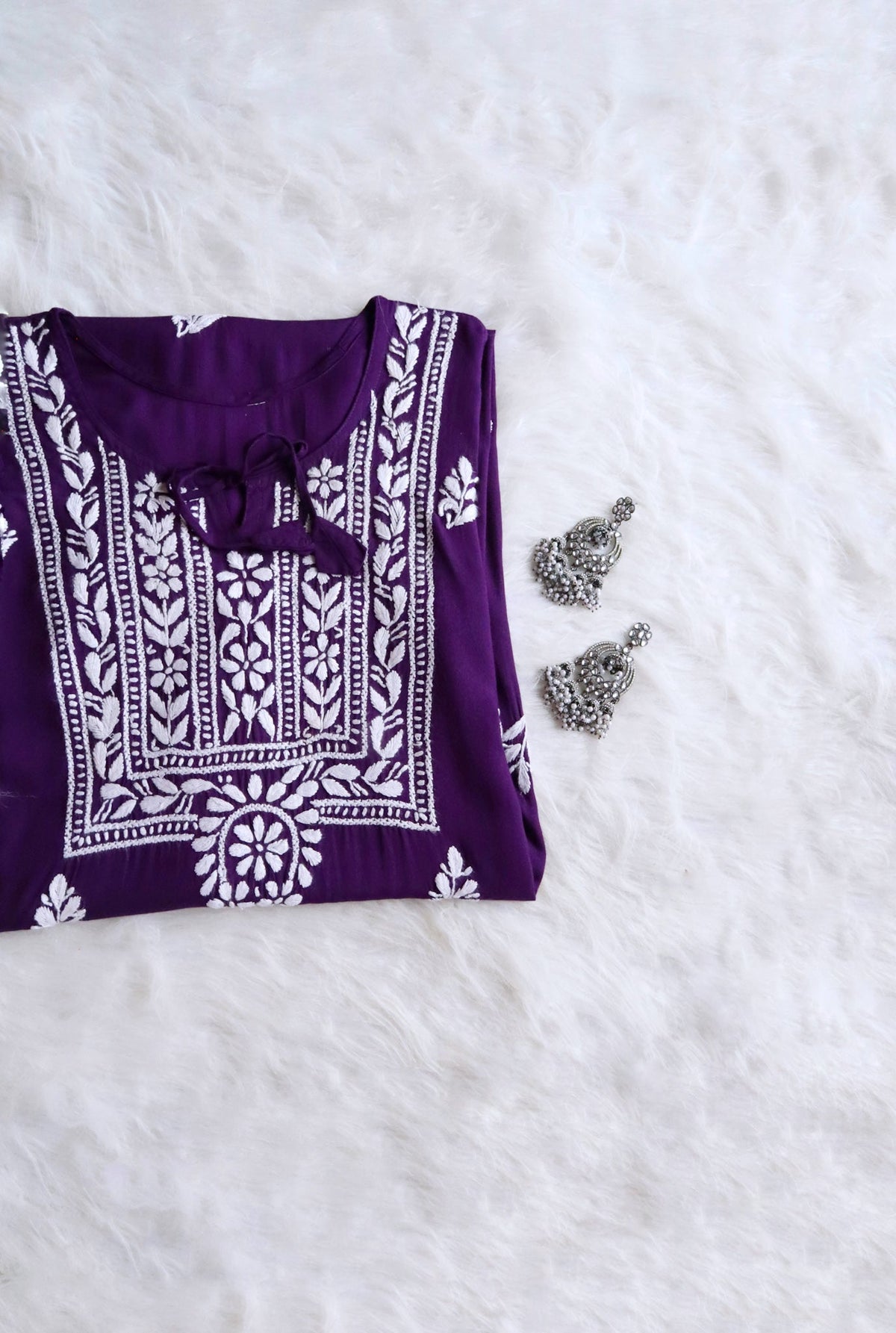 Alina Deep Purple Long Rayon Kurta