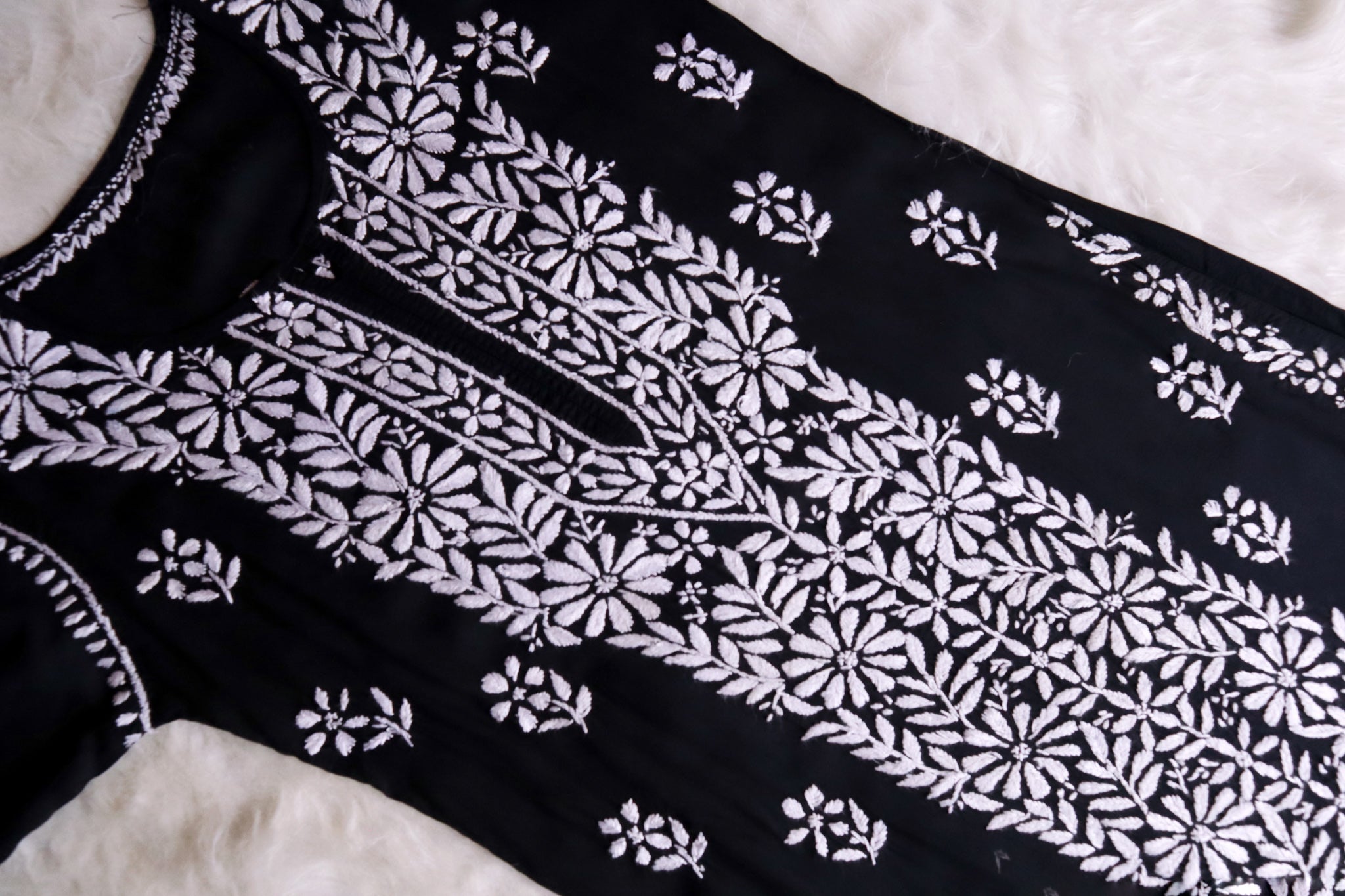 Zeina Black Long Modal Kurta