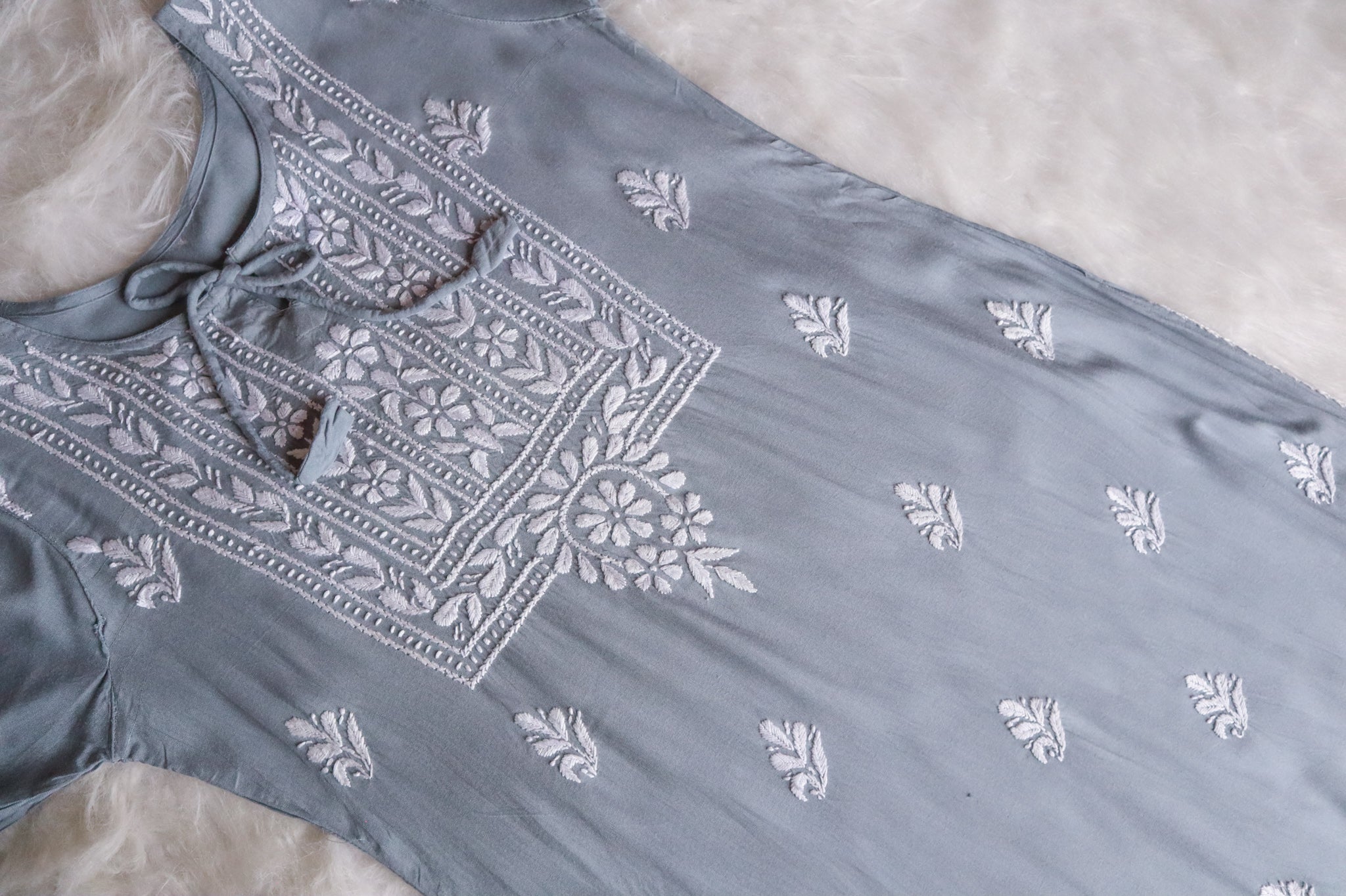 Alina Grey Long Rayon Kurta