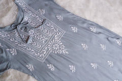 Alina Grey Long Rayon Kurta