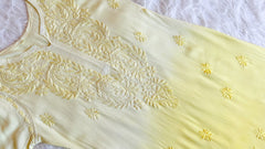 Alysha Pastel Yellow Ombre Long Rayon Kurta