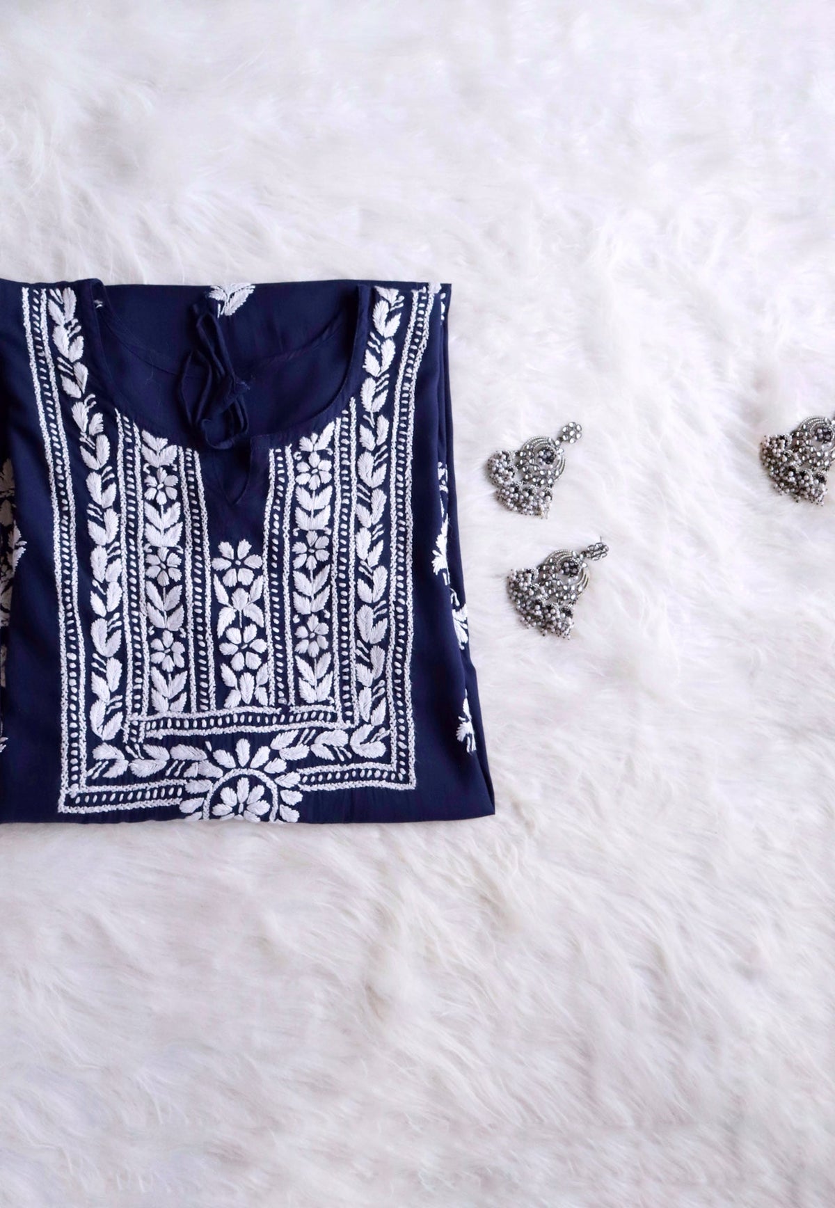 Alina Navy Blue Long Rayon Kurta