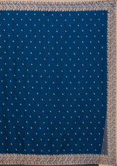 Navy Blue Raw Silk Saree with Gold Zariwork – Elegant & Vibrant