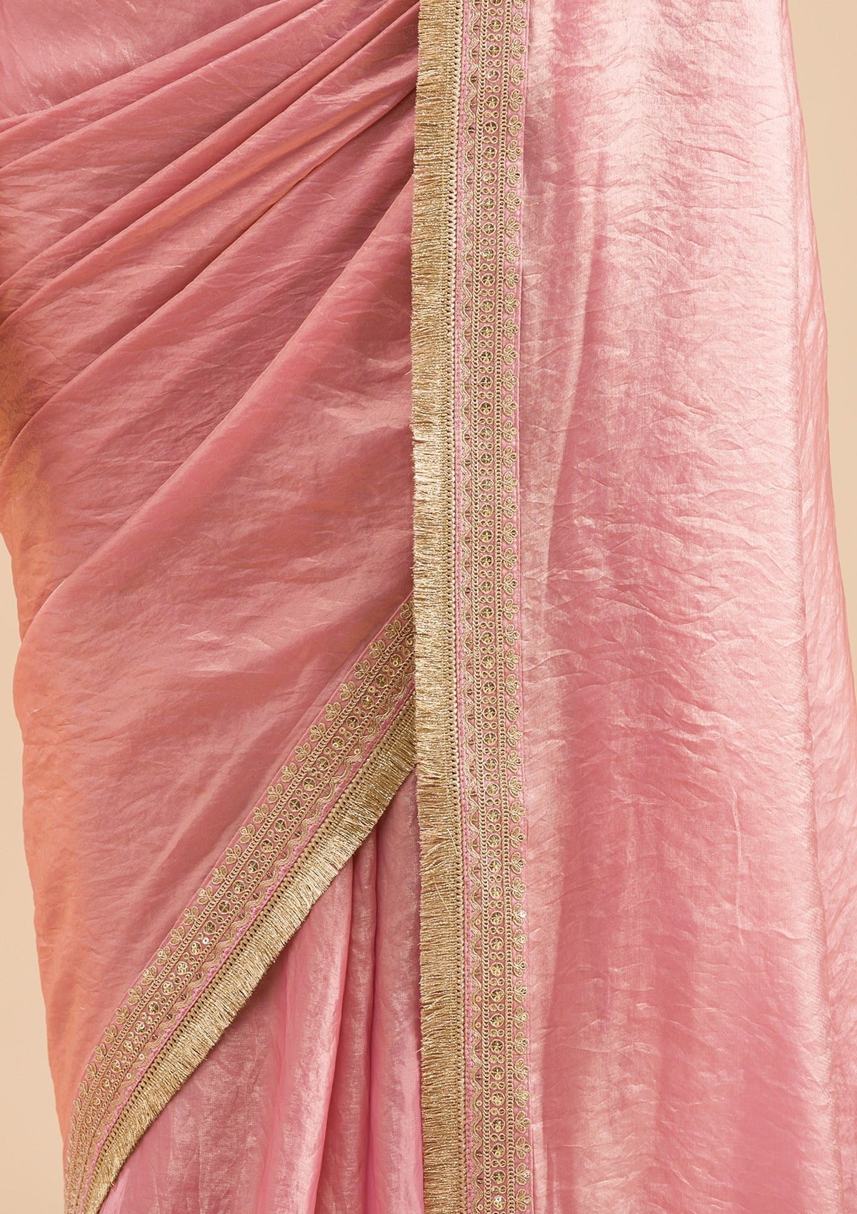 Pink Tissue Saree with Intricate Threadwork Embroidery – Elegant Festive Wear