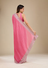 Pink Raw Silk Saree with Silver Zariwork – Elegant Traditional Wear