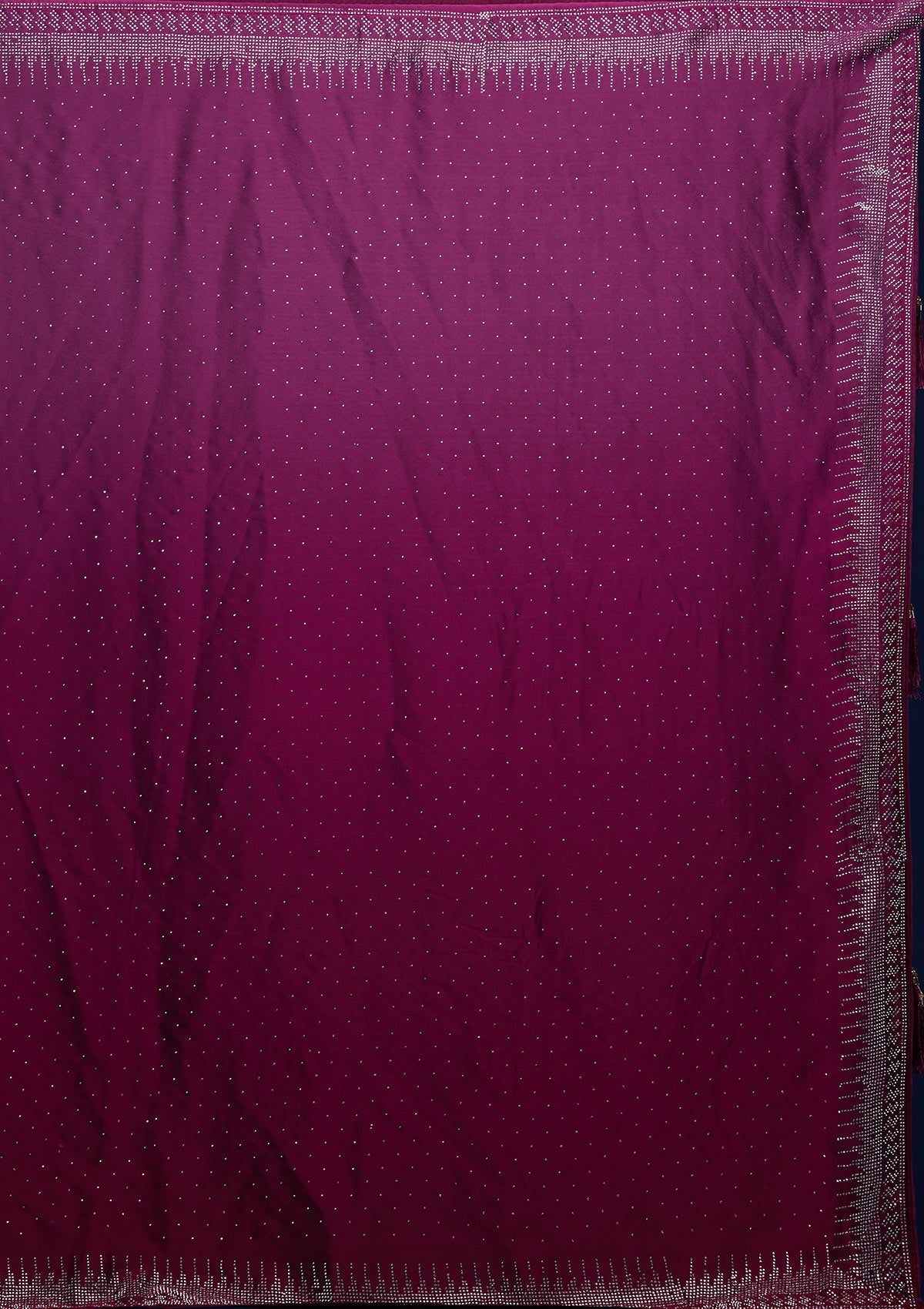 Magenta Semi Crepe Saree with Silver Stonework – Elegant & Vibrant