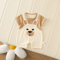 Teddy Beige Unisex Baby Jumpsuit Romper – Soft Cotton Outfit for Boys & Girls