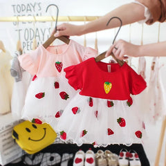 Baby Girls Strawberry Dress – Soft Cotton Outfit