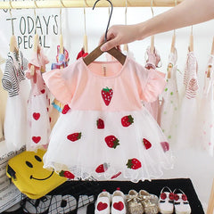 Baby Girls Strawberry Dress – Soft Cotton Outfit