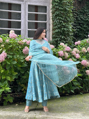 Elegant Chinon Silk Anarkali Suit with Embroidery Work