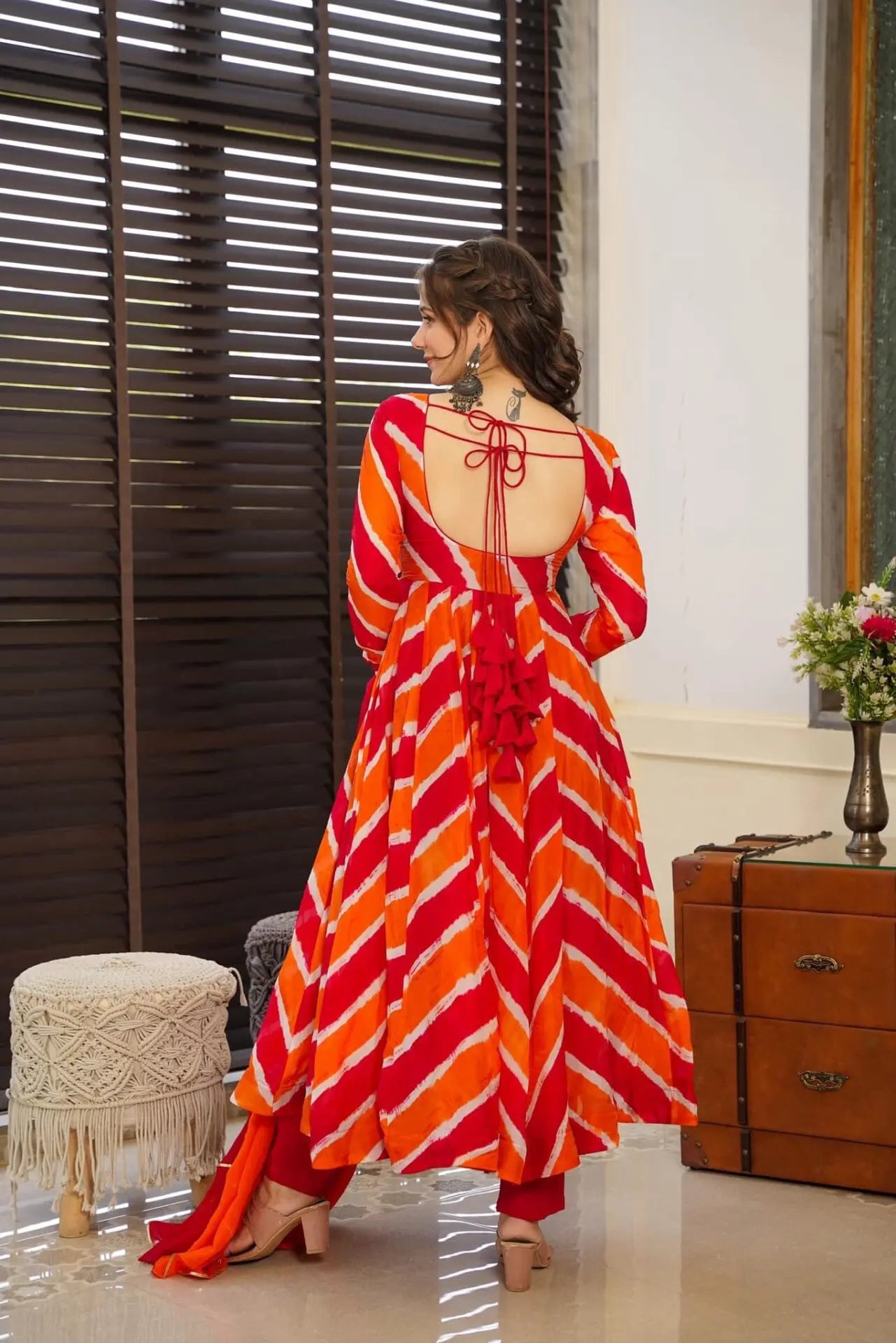 Elegant Organza Digital Print Anarkali Suit with Matching Dupatta & Micro Cotton Pant – Festive & Party Wear