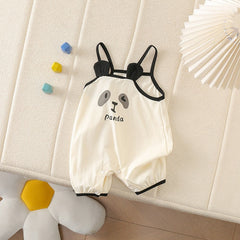 Panda Sleeveless Baby Girls Romper – Soft Cotton Summer Outfit for Newborns and Toddlers