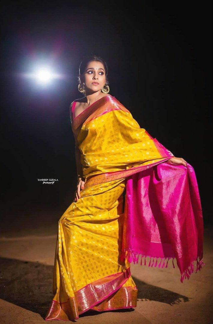 Yellow Chesta Soft Silk Saree with Woven Design