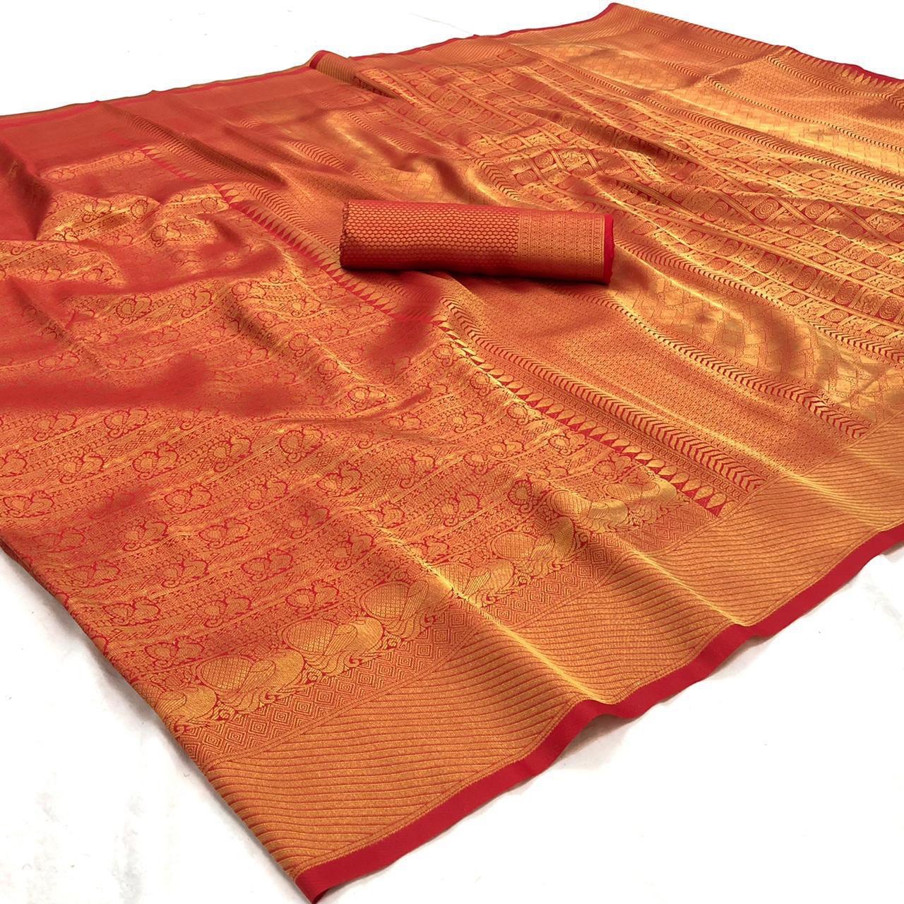 Zari Weaving Pure Silk Saree with Attractive tassels