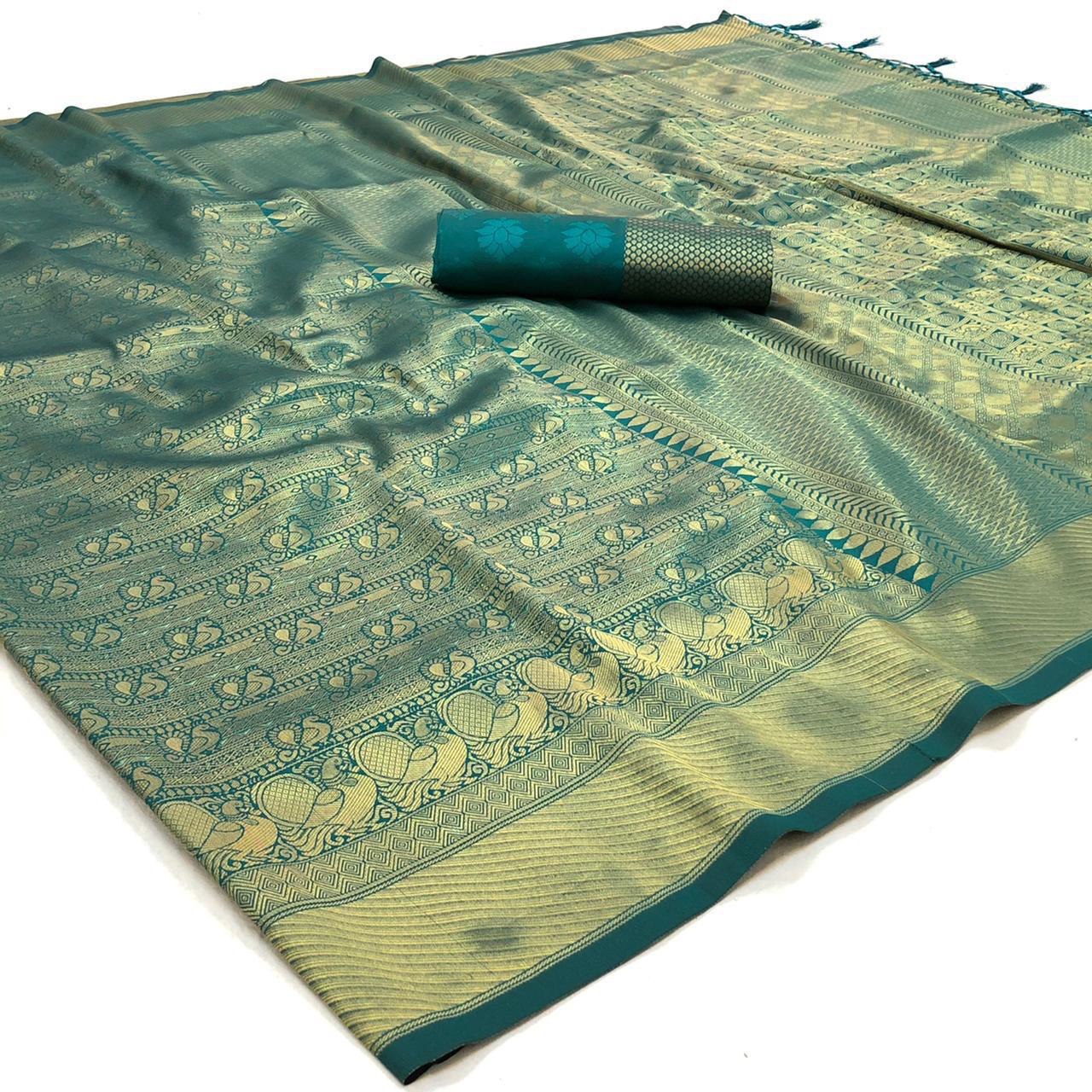 Zari Weaving Pure Silk Saree with Attractive tassels